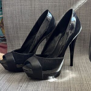 Jessica Simpson Elegant Black Peep-Toe Heels  size 10 or 40.